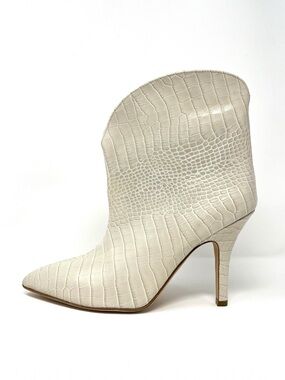 NEW Paris Texas Croc Ankle Boots Booties Heels Western Ivory Cream Gold 39.5 9.5